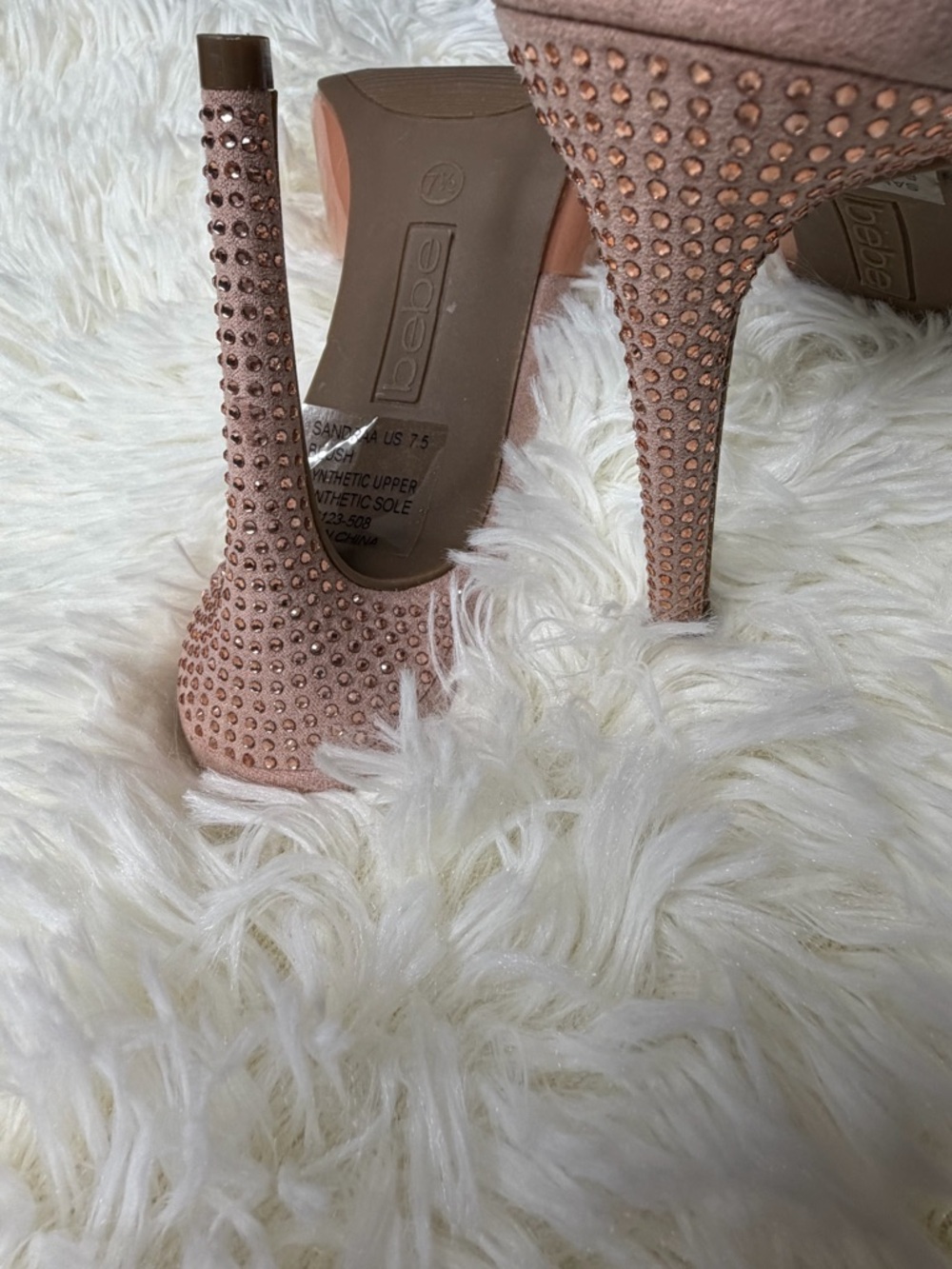 bebe Clear Strap Open-Toe Heels – Size 7.5 – Nude/Mauve Pre‑Loved - Picture 2 of 7